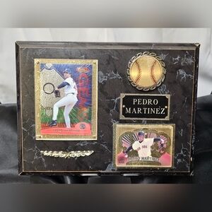 Pedro Martinez Plaque w/Finest Gems & Crown Royals 2000 Cards - Vintage USED